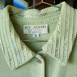 St. John evening size 10 jacket and size 6 skirt light mint green color.